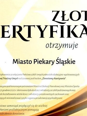 M m Złoty certyfikat miasto e16134693034041 M m Złoty certyfikat miasto e16134693034041