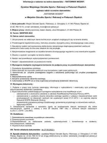 Ogłoszenie o pracę Ogłoszenie o pracę