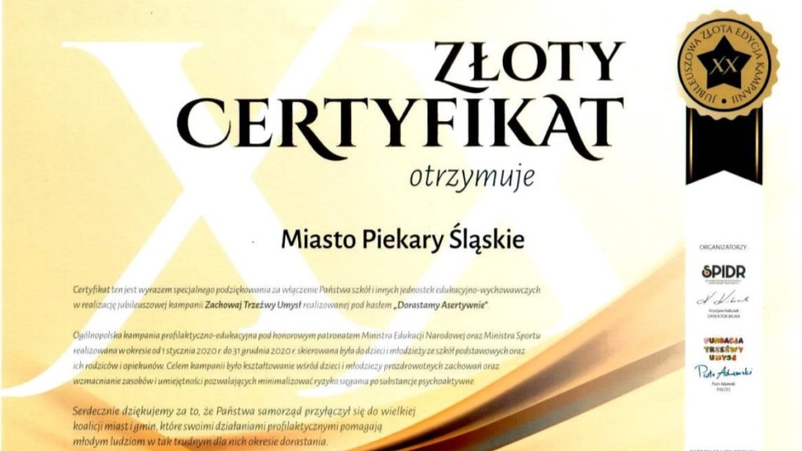 M m Złoty certyfikat miasto e1613469303404